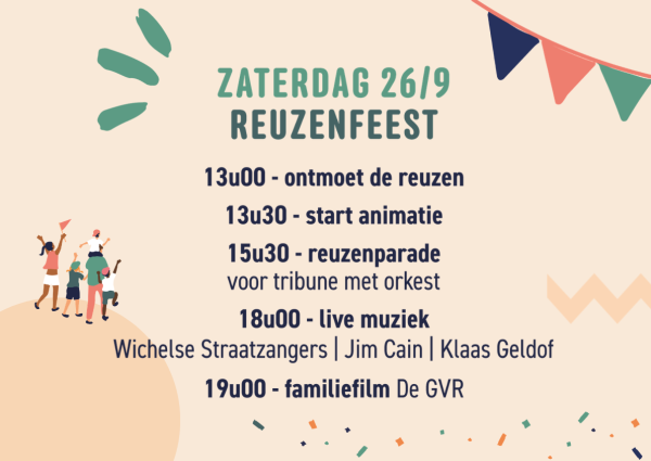 Reuzenhappening 2026 programma zaterdag